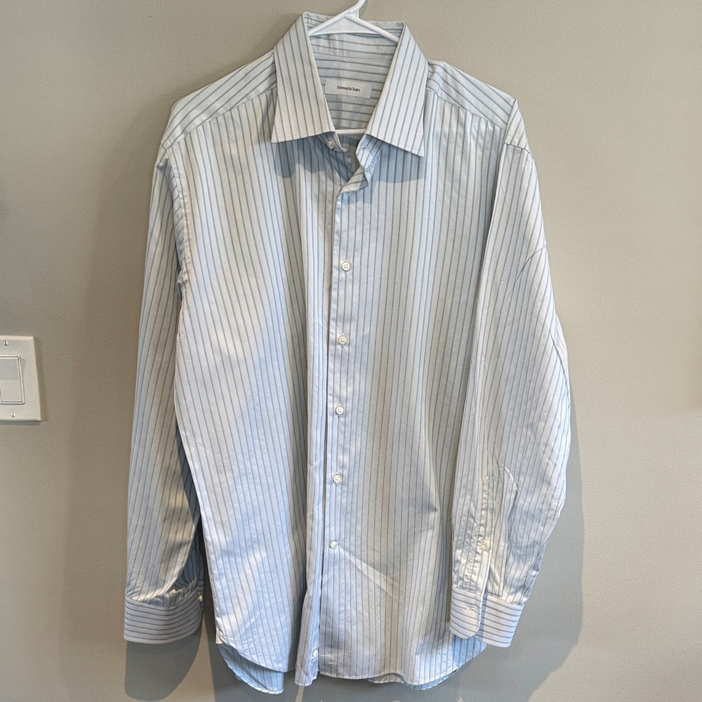 Ermenegildo Zegna Light Blue Striped Dress Shirt